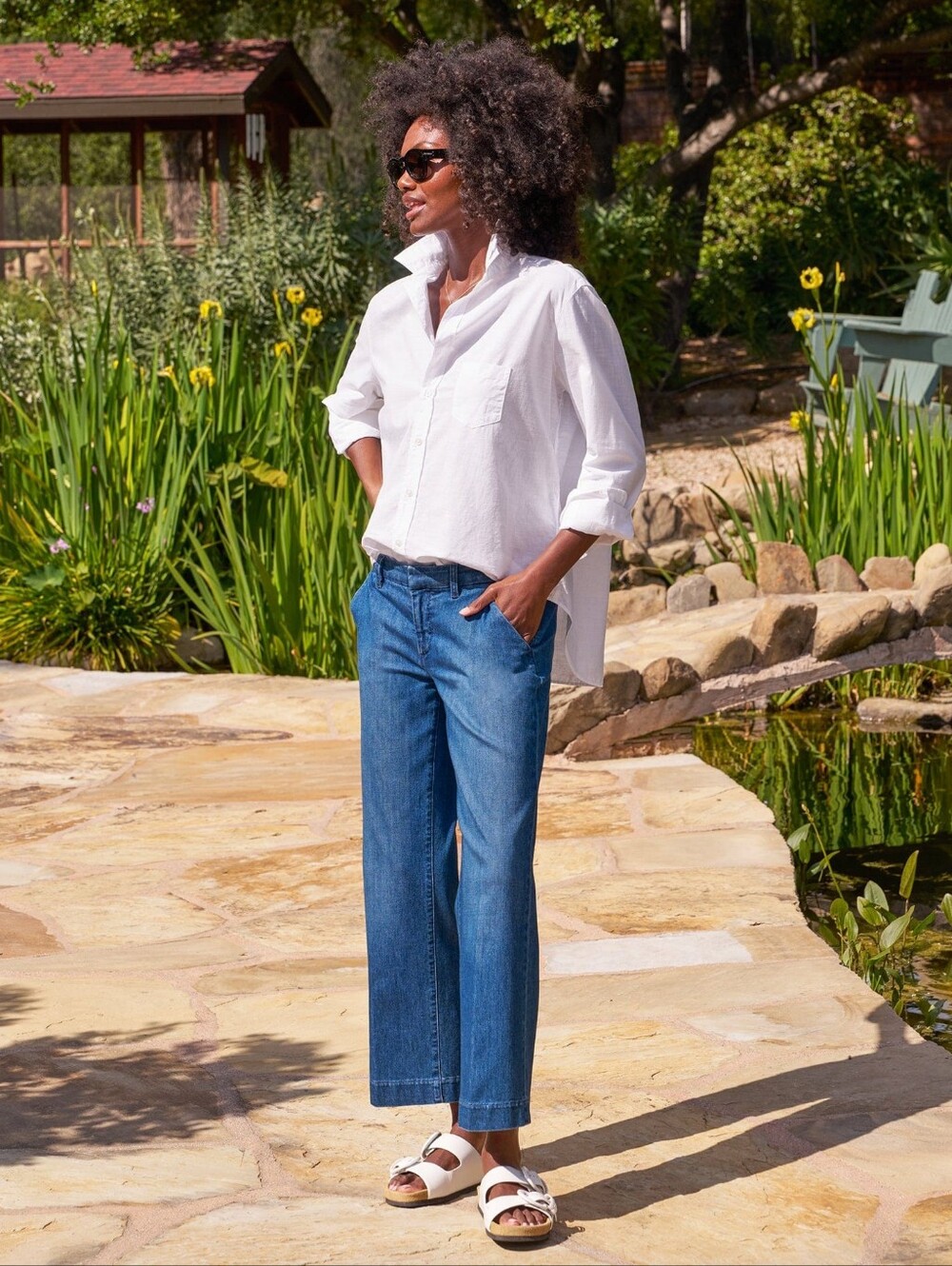 Frank & Eileen Westport Wide Leg in 1984 Washed Blue Wash Size 10